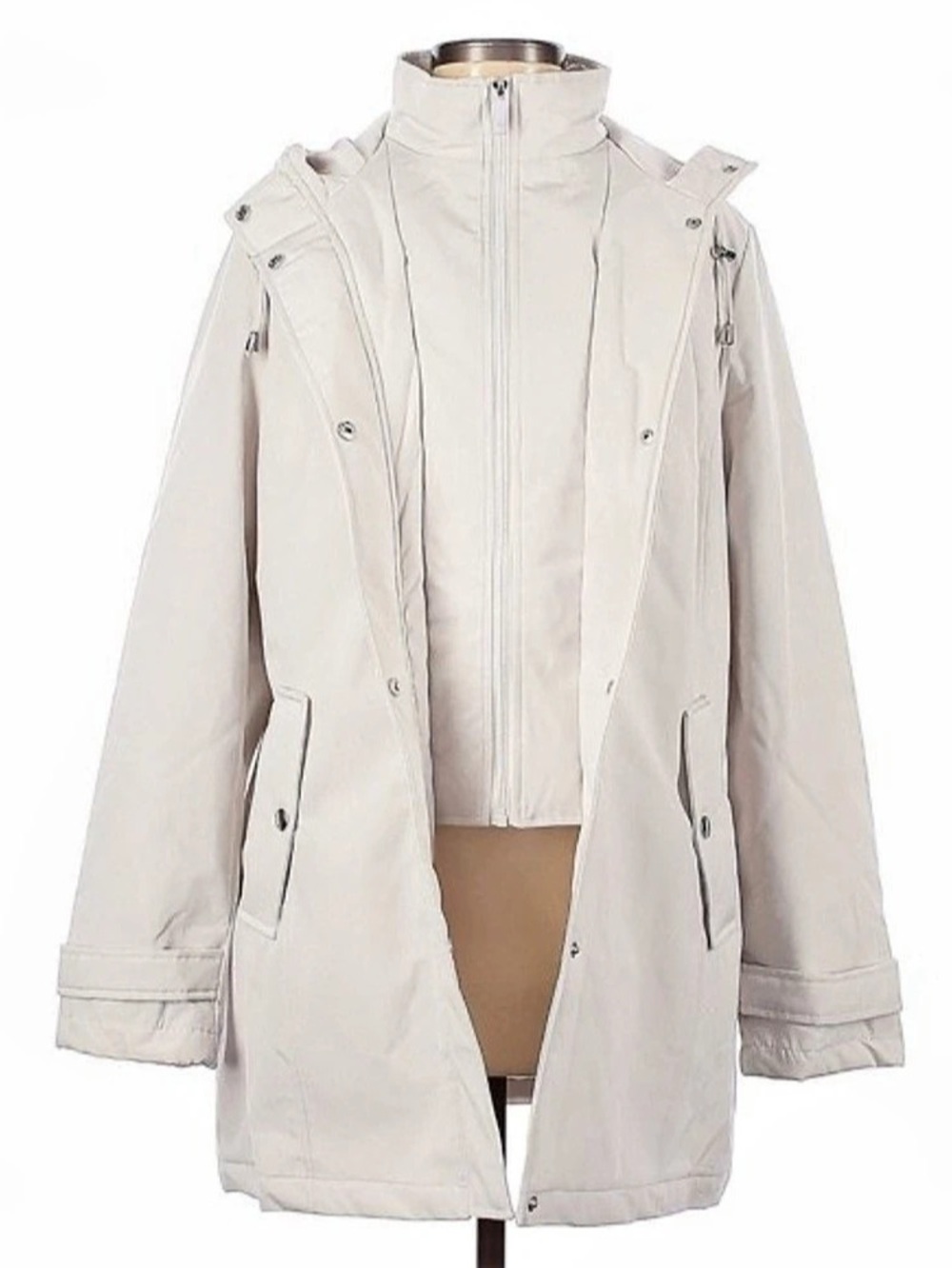 HFX Quilted Hooded Coat in White Size Medium
